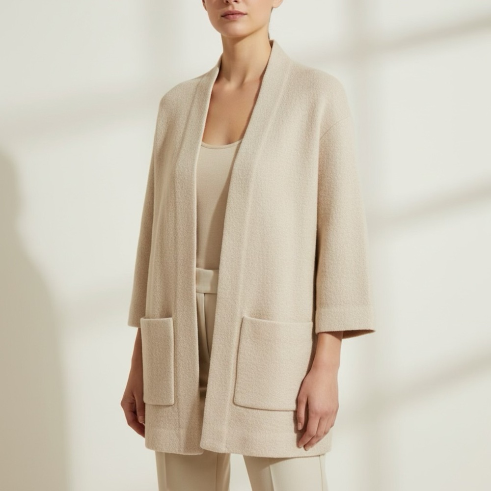 Wilfred Beige Extra Fine Merino Pure Wool Open Cardigan Luxury‎ Layer size XS